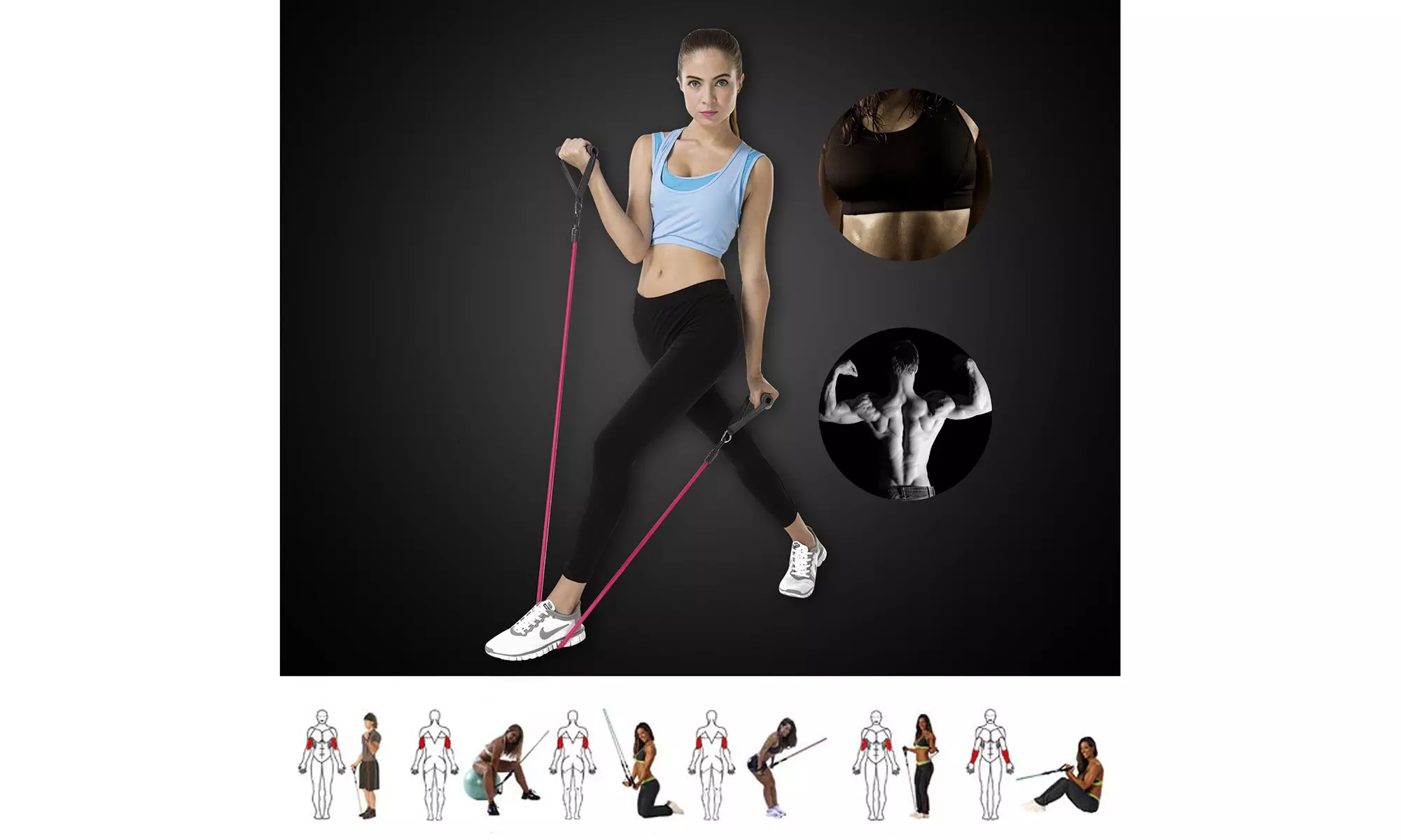 11 PC Latex Resistance Bands Exercise Set - Second Medium
