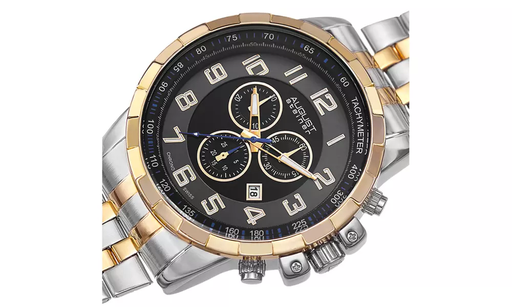 August Steiner Men's Steel Swiss Chronograph Watch ASGP8118TTG