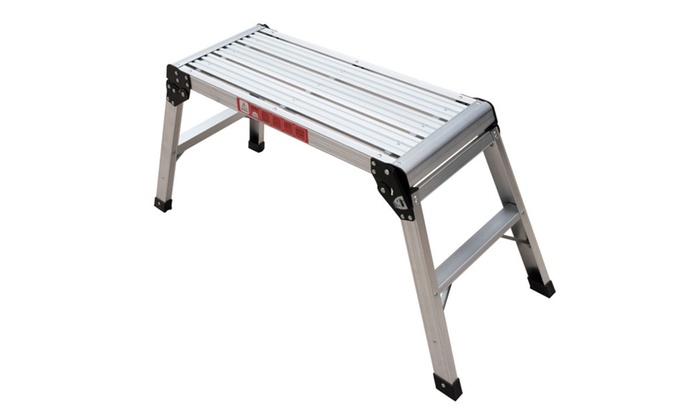 Durable Aluminum Platform Drywall Step Up Folding Work Bench Ladder ...