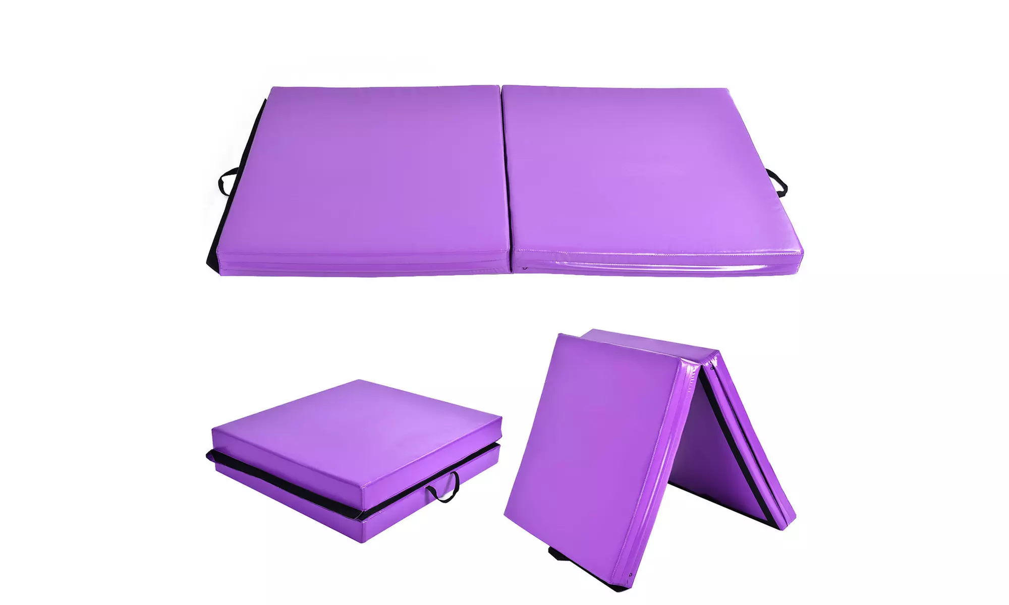 6"x38"X4"Thick Two Folding Panel Gymnastics Mat Fitness Exercise Purple - Primary Image