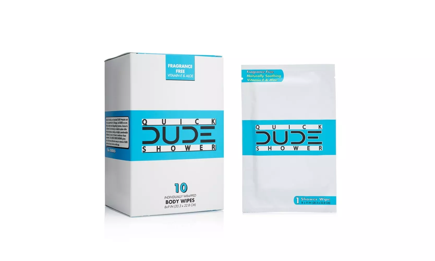 Dude Products Shower Body Wipes 10 Count Wet Wipes Individually - Second Medium