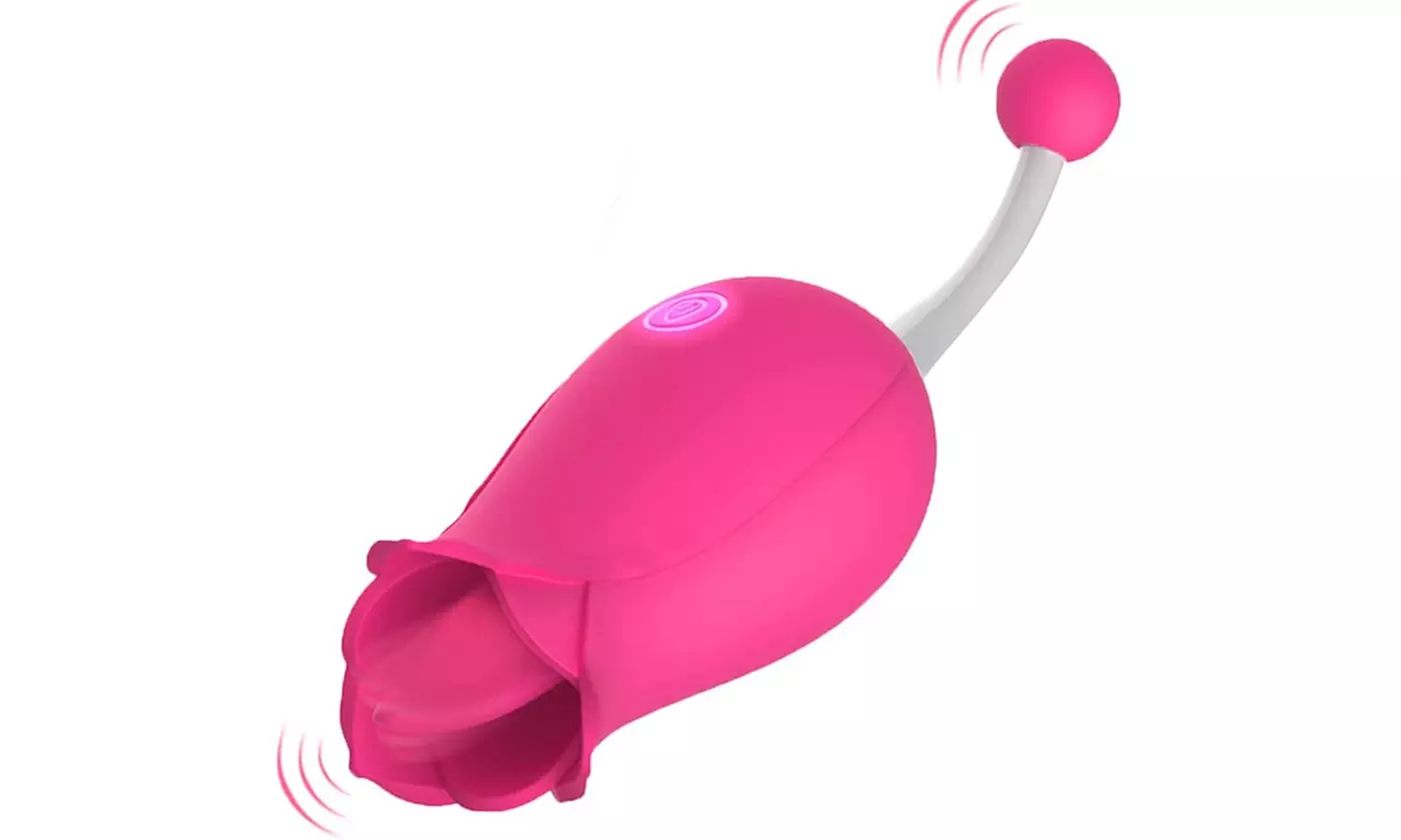 2 in 1 Licking G-Spot Clitoral Vibrator Tongue Stimulator Nipple Massager 