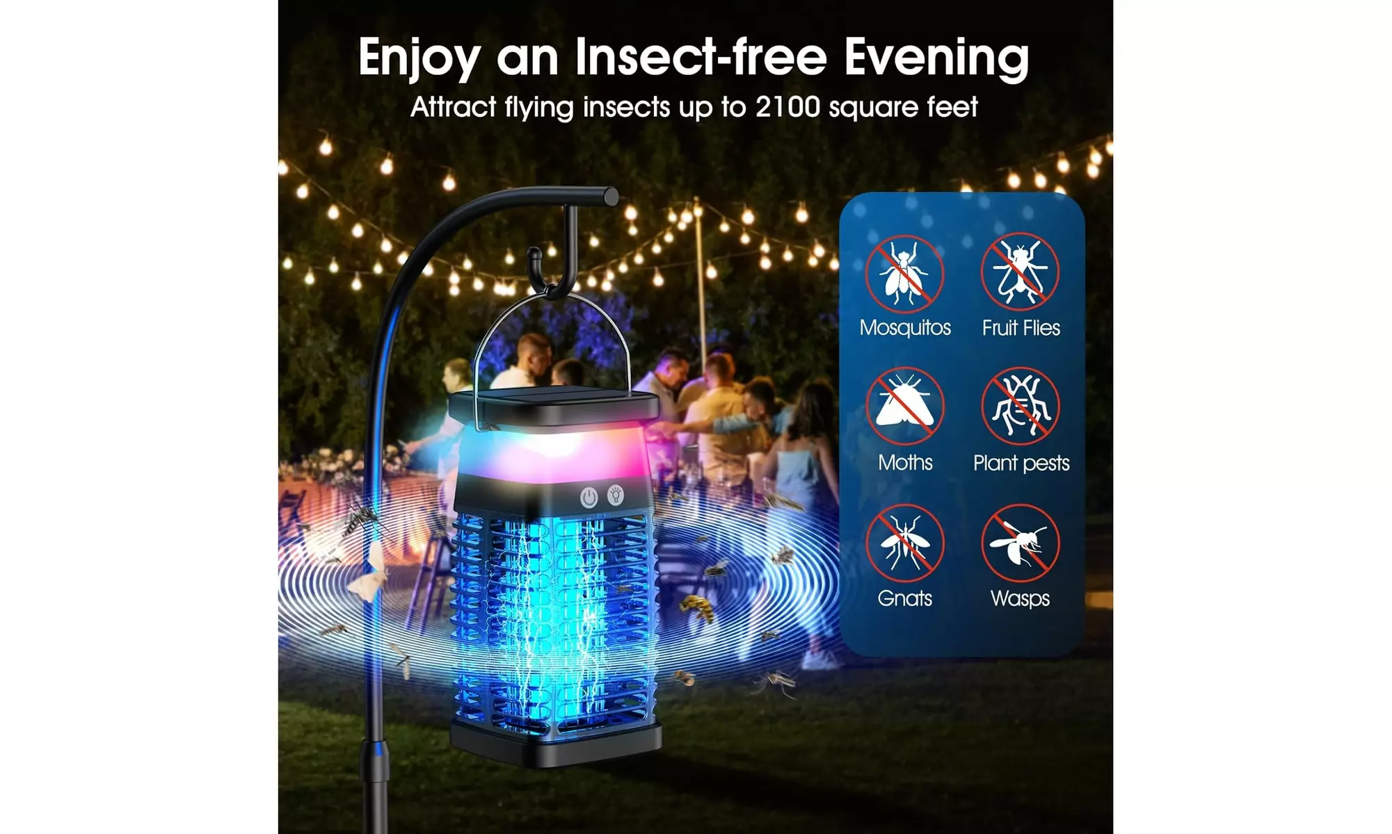 2-in-1 Outdoor Solar Light and Bug Zapper, Solar Bug Zapper Lantern 