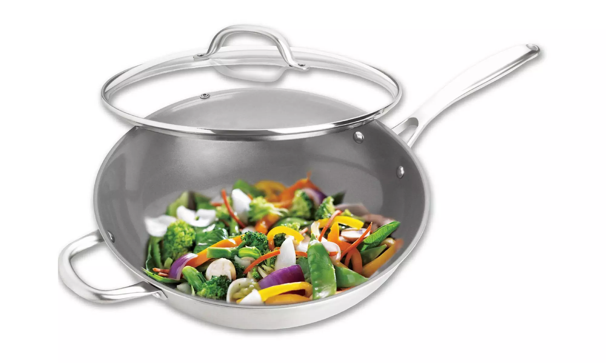 Culinary Edge Non-Stick Stainless Steel 2 PC Wok Set - Primary Image
