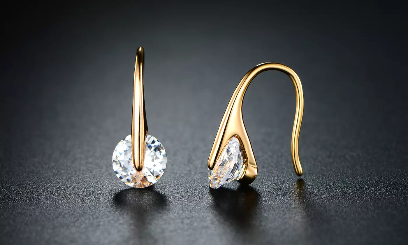 Handmade and Unique Gold Plating Drop Earrings with crystals from Swarovski - Primary Image
