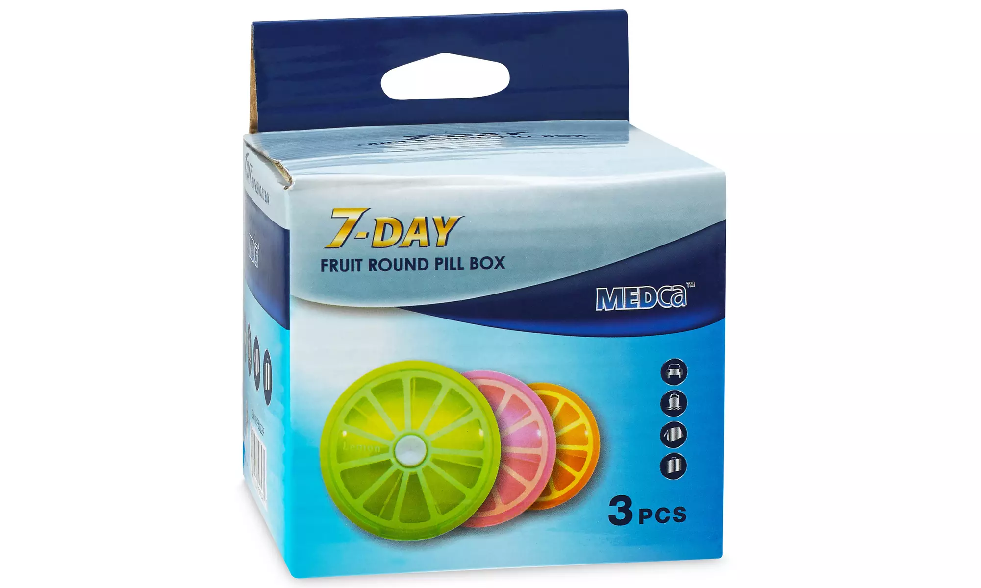 Daily Pill Organizer - (Pack of 3) Round 7 Day Weekly Travel Medication Cases - Primary Image
