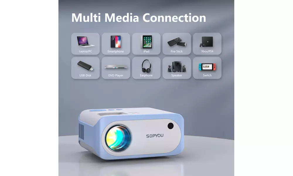 Native 1080P Full HD 9000L SOPYOU Movie Outdoor Projector 4K Supported