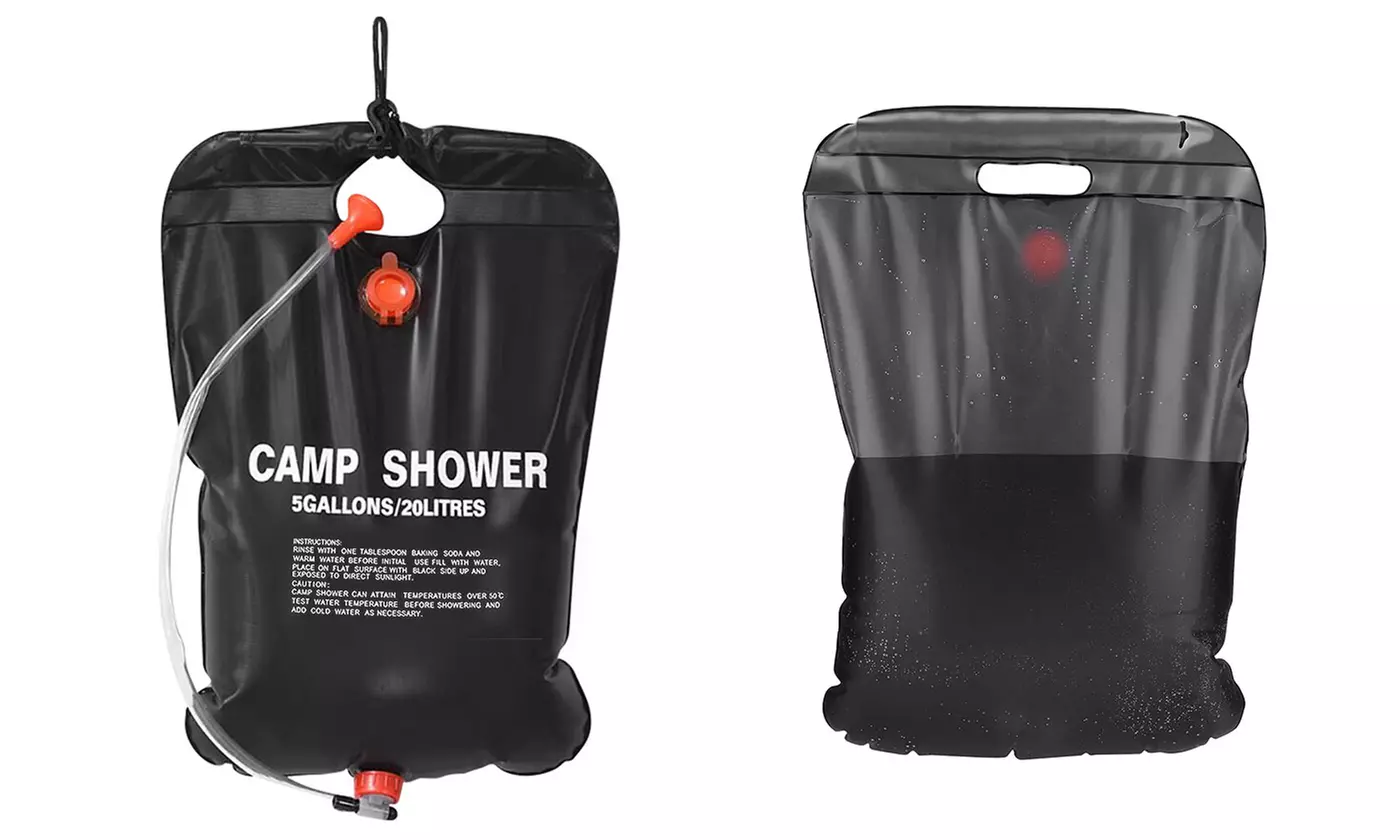 LakeForest 5-Gallon Solar Camping Shower Bag with Hose and Shower Head