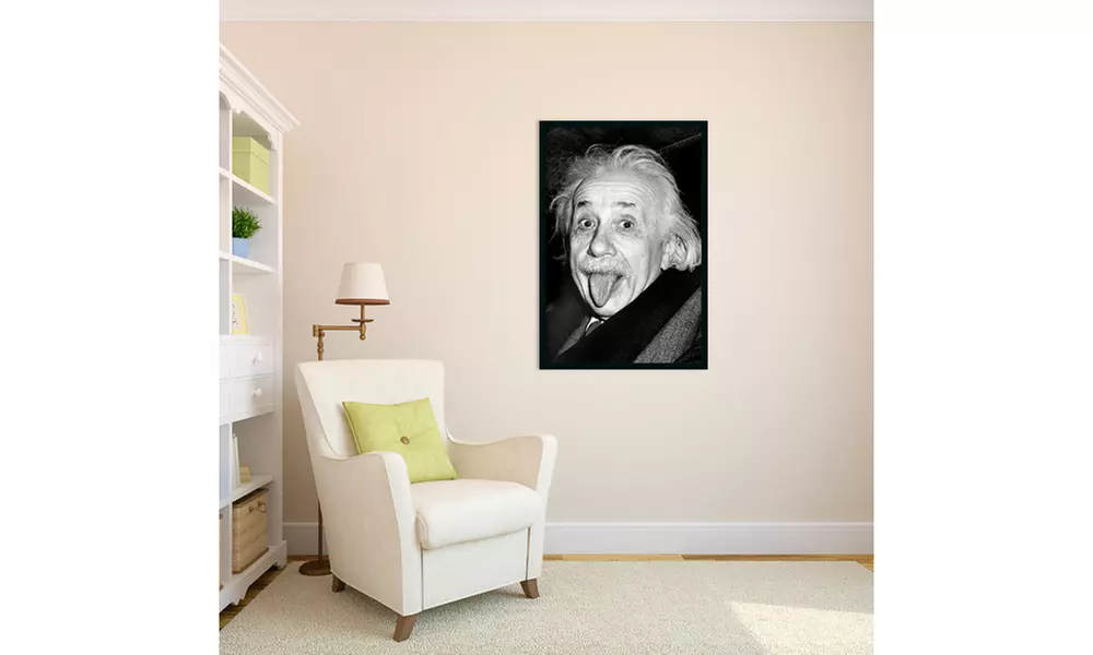 Albert Einstein - Funny Face' Framed Gel Coated Print 25x37-in - Second Medium