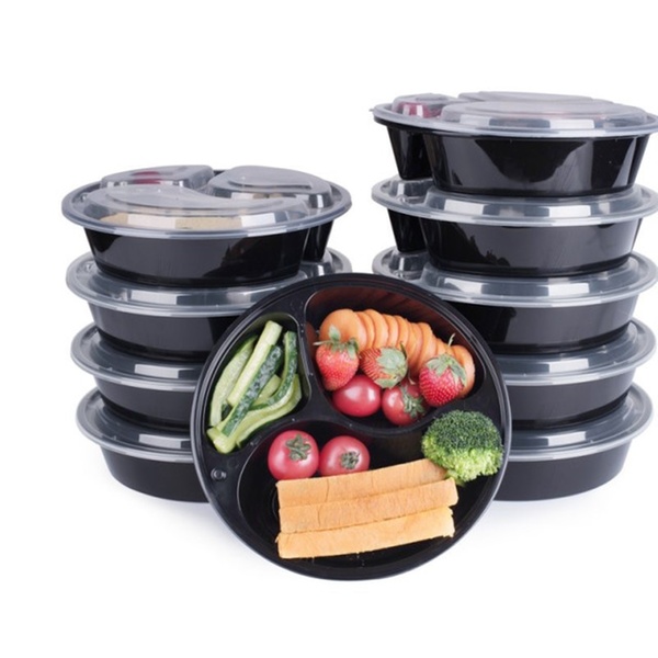 12 Piece 3 Compartment Reusable Food Storage Containers Meal Prep
