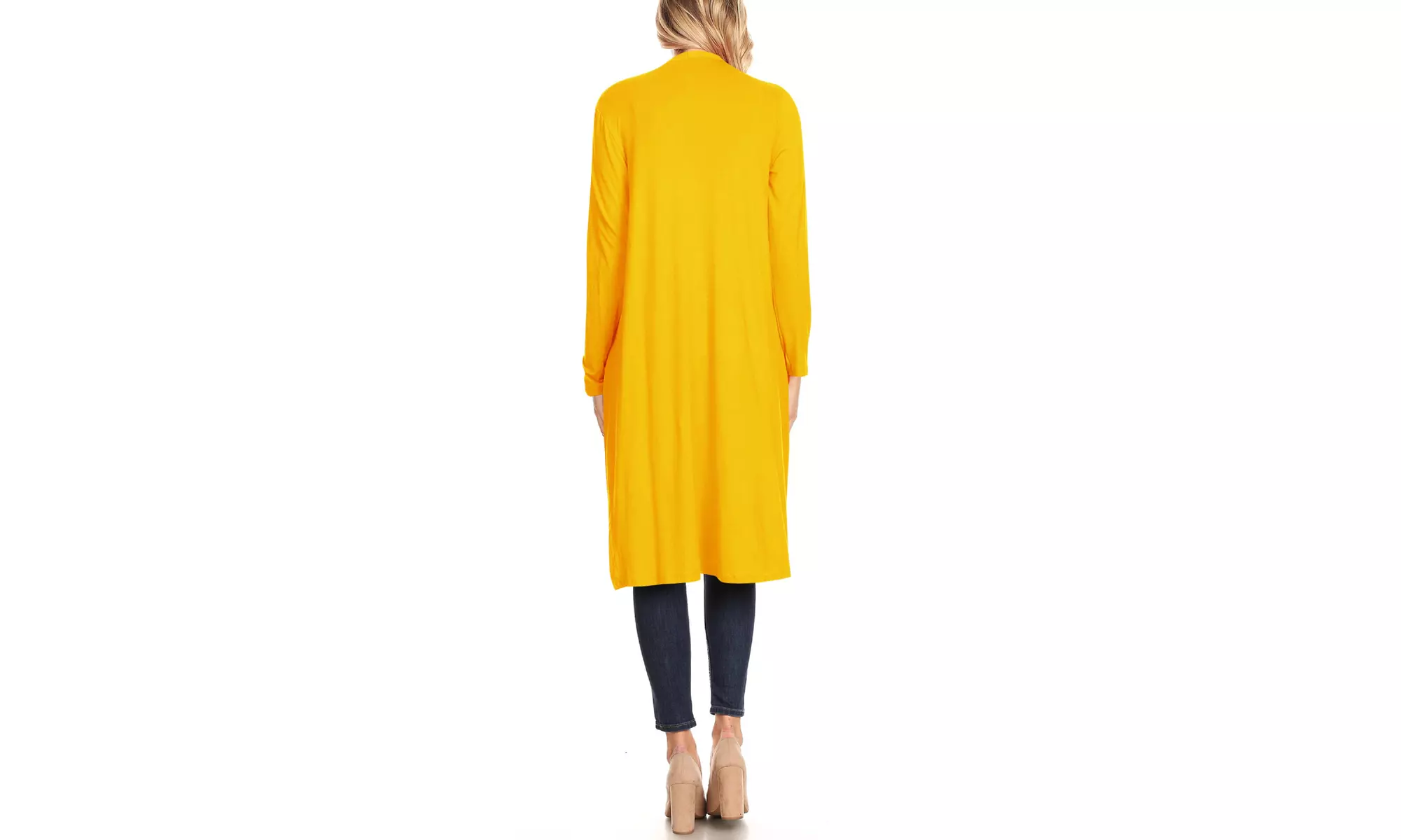 Women's Casual Open Front Side Pockets Solid  Long Cardigan