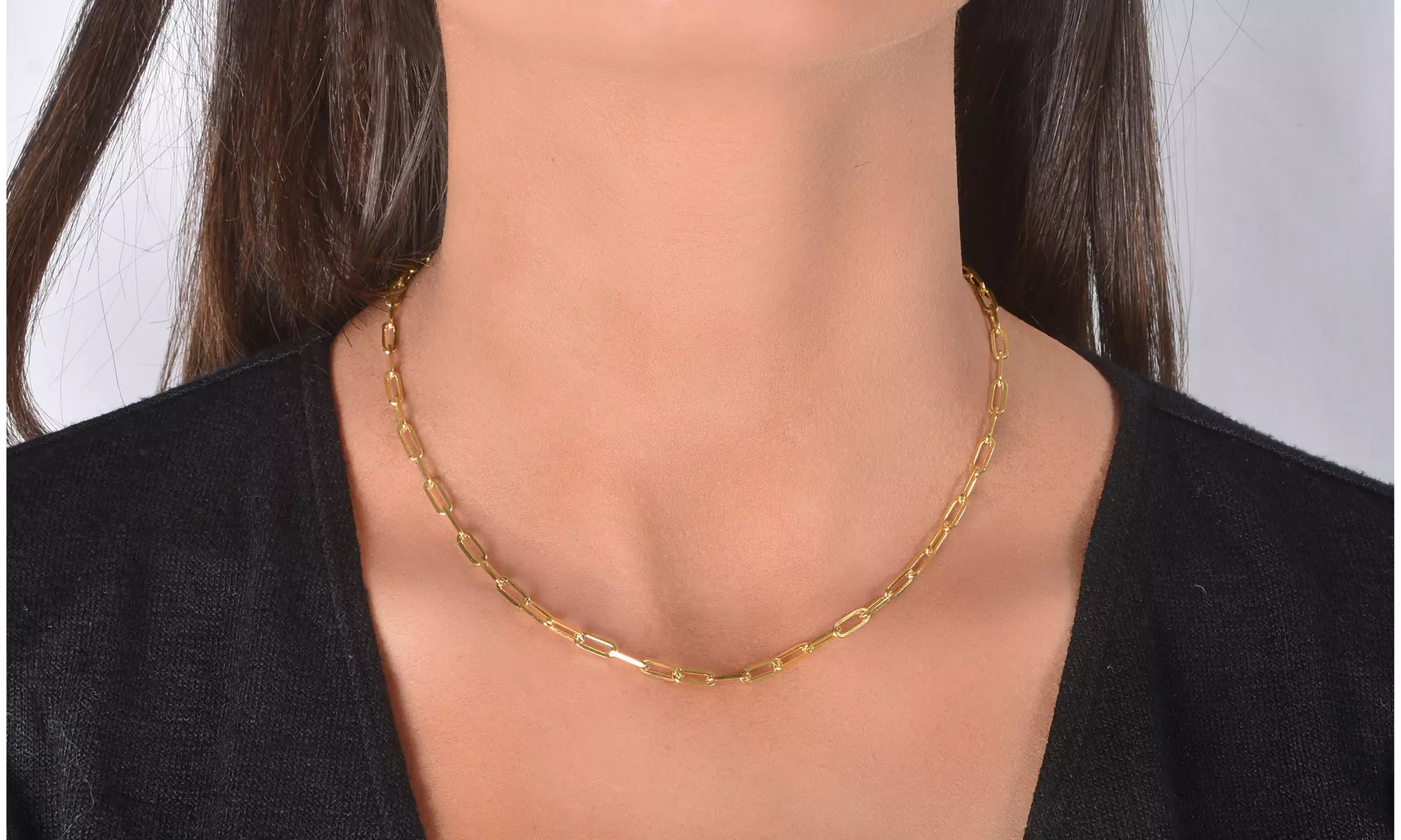 Dainty Paperclip Layering Chains in Sterling Silver  - Primary Image