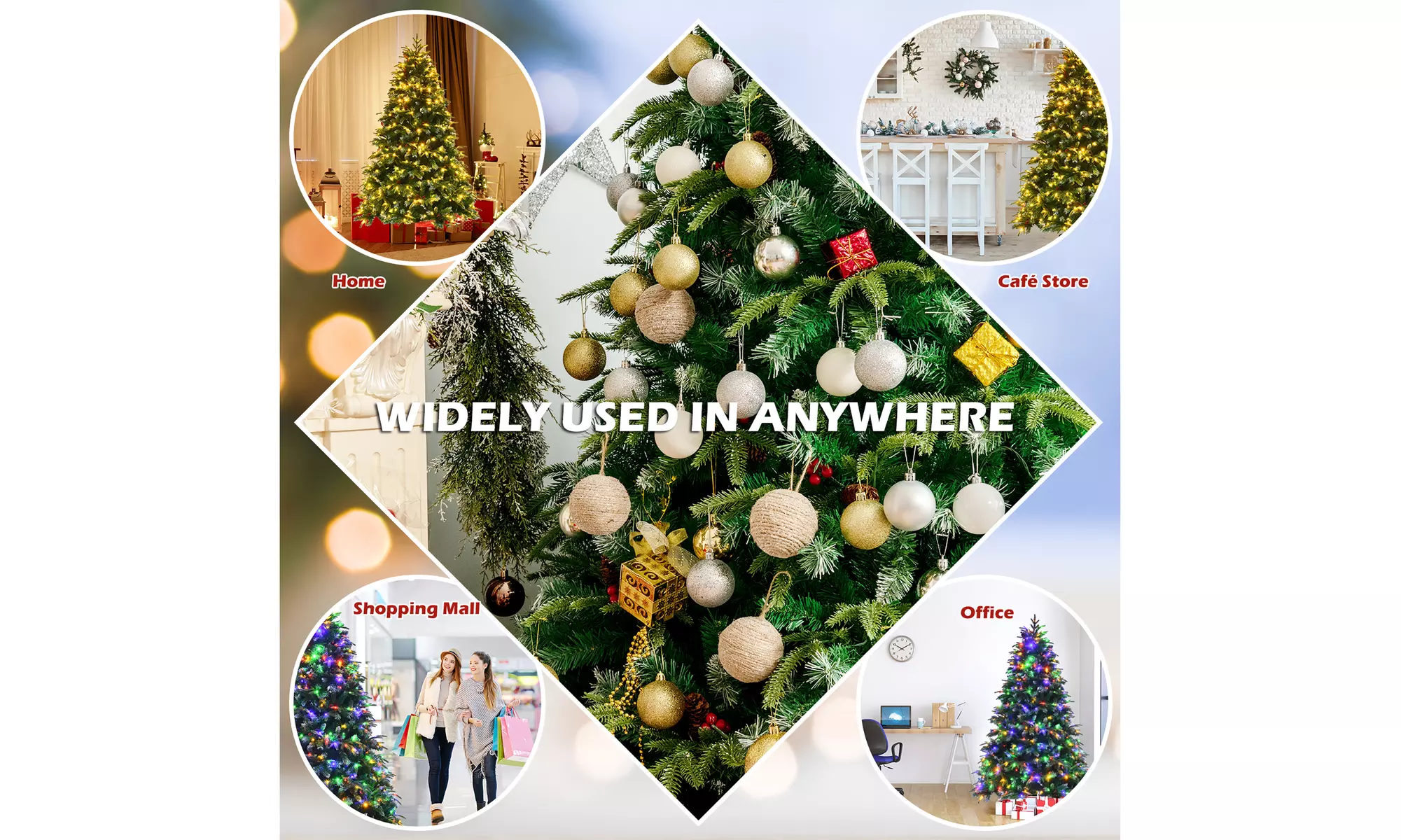 7ft Pre-Lit Snowy Christmas Hinged Tree 11 Flash Modes w/ 450 Multi-Color Lights