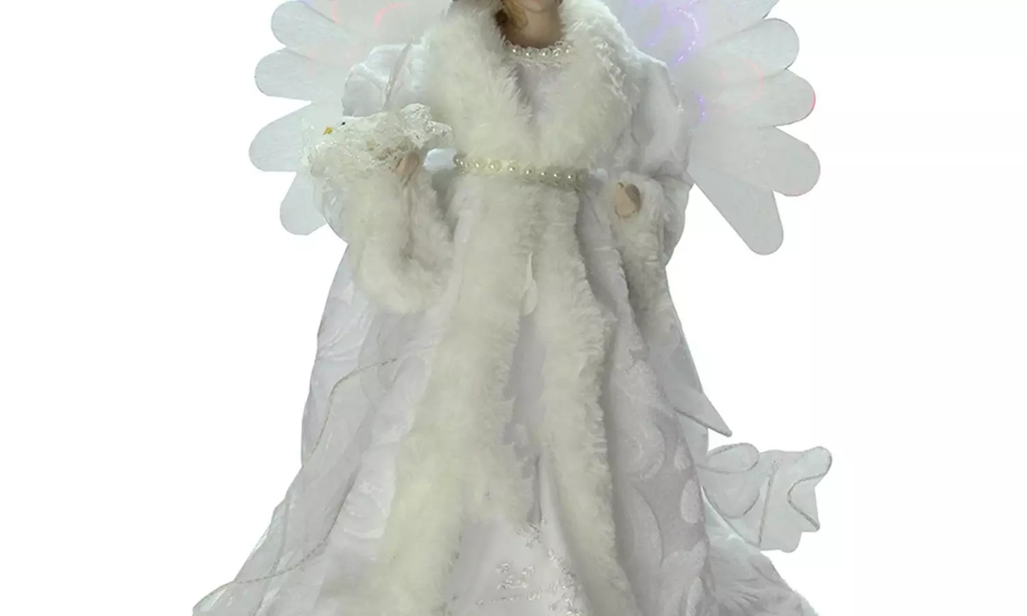 13" B/O Fiber Optic Angel with White Gown Christmas Tree Topper - Primary Image