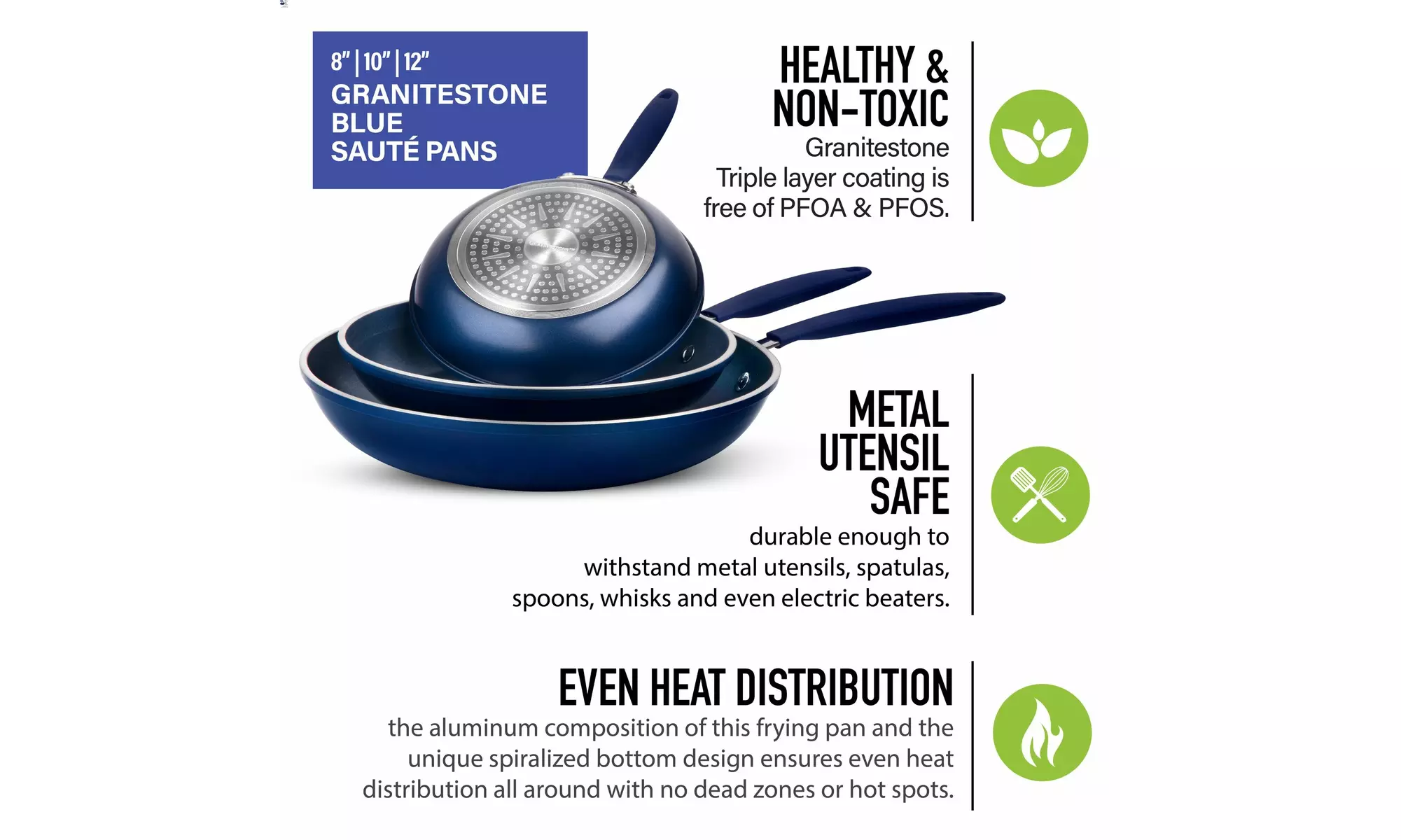 Granitestone 3-Piece Nonstick Frying Pans Set  - Second Medium