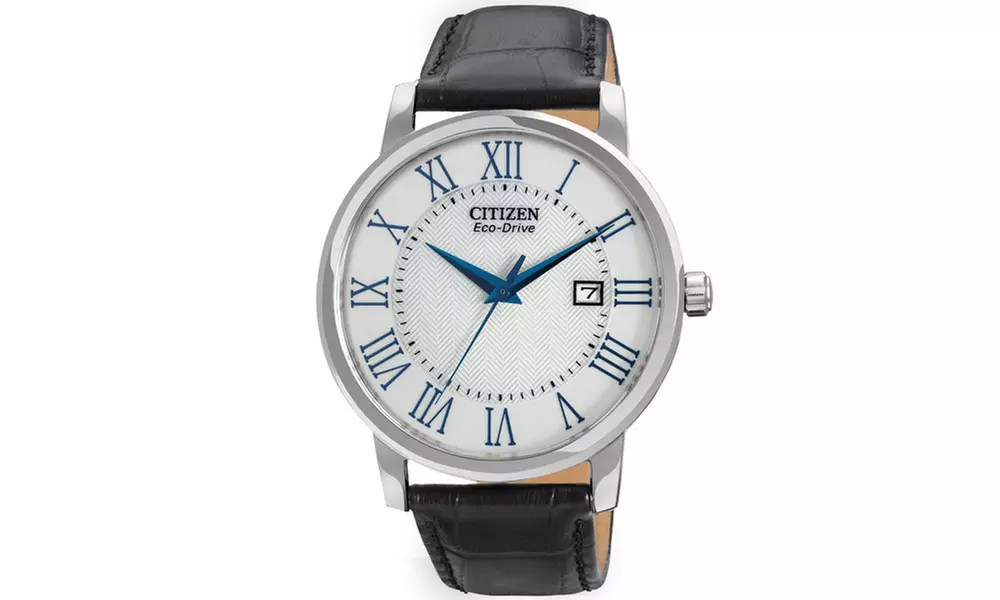 White Citizen Watch Eco Drive Roman Numerals Wrist Watch Roman