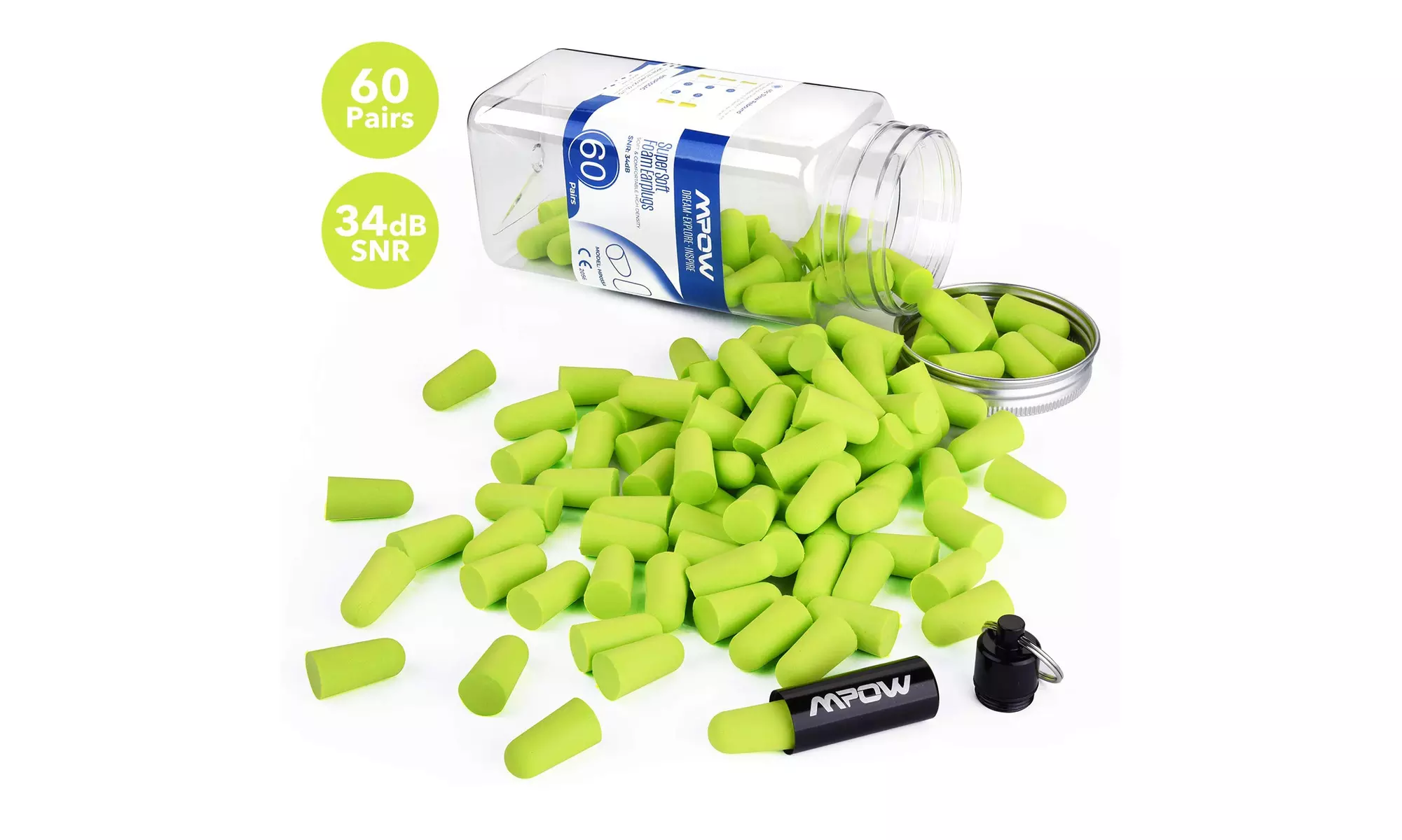 Mpow 055A Ear Plugs 60 Pairs, Super Soft Foam Ear Plugs - Primary Image
