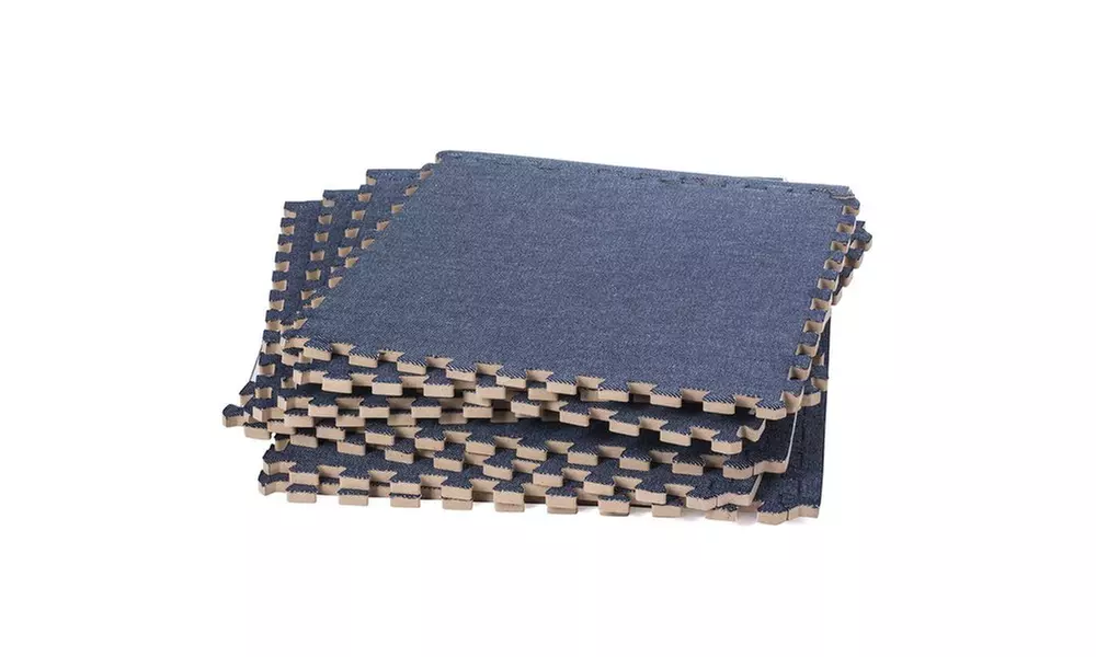 Soft Eva Foam Interlocking Linen Floor Tiles 9 Pack - Primary Image