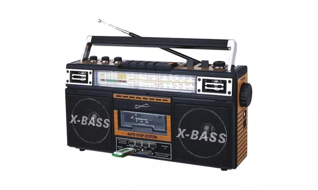 Supersonic SC-3200 WOOD Wood Retro 4-Band Radio & Cassette Player Brown - Primary Image