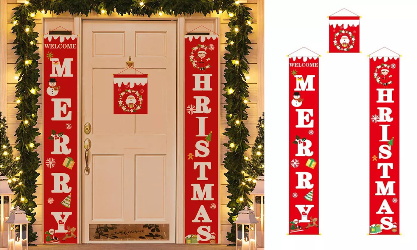 Merry Christmas Porch Banner Christmas Outdoor Decoration For Home Hanging - Primary Image