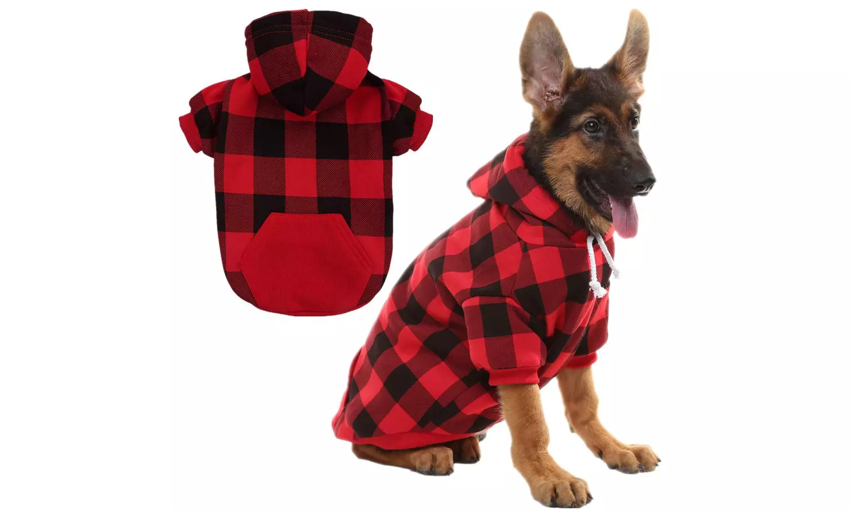 KOOLTAIL Plaid Dog Hoodie Pet Clothes Sweaters with Hat - Primary Image