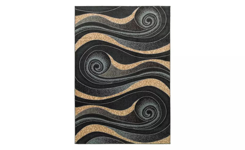 Closeout Super Sale Discounted : LR Home Adana Wavy Curvy Black Indoor Area Rug - Second Medium