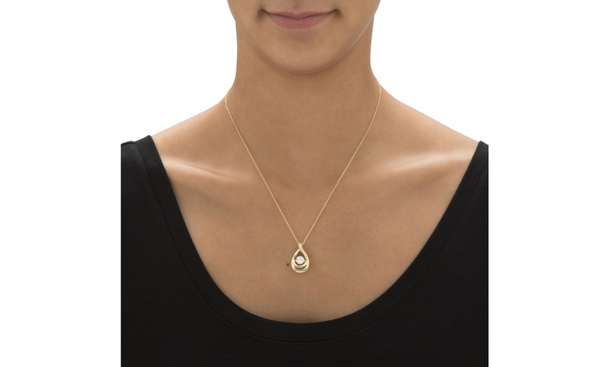 Image 4: 1.04 TCW CZ in Motion 14k/SS Teardrop Necklace 18"