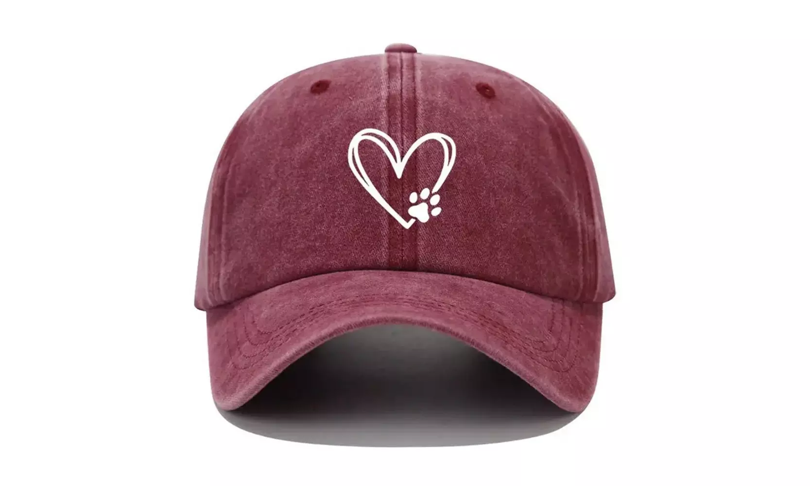 Vintage Washed Heart Paw Print Baseball Hat