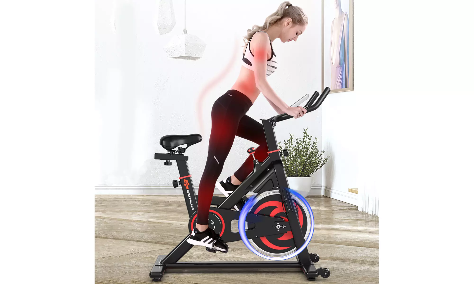 Goplus Magnetic Stationary Ex ercise Cycle Bike Silent Belt Drive - Primary Image