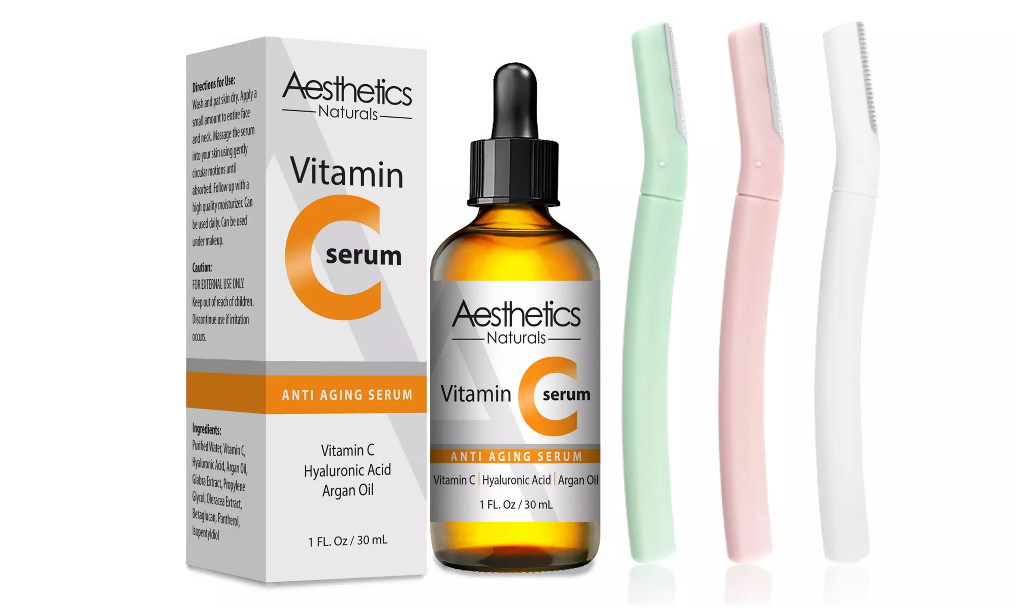 Dermaplaning Tool for Eyebrow, Face and Peach Fuzz Hair Removal with Vitamin C - Primary Image
