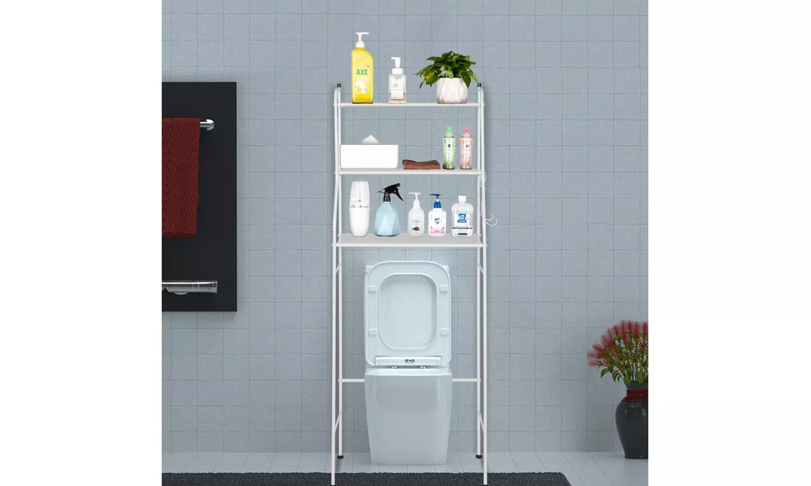 3-Tier Multipurpose Steel Shelving Storage Display Rack Black/White - Primary Image