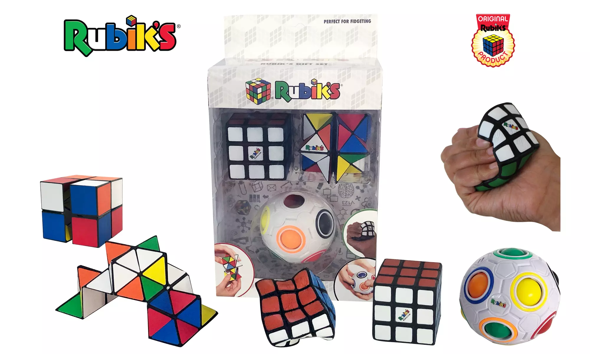 Rubik's Original Rainbow Ball, Squishy Cube, Magic Star (3-Piece) - Primary Image