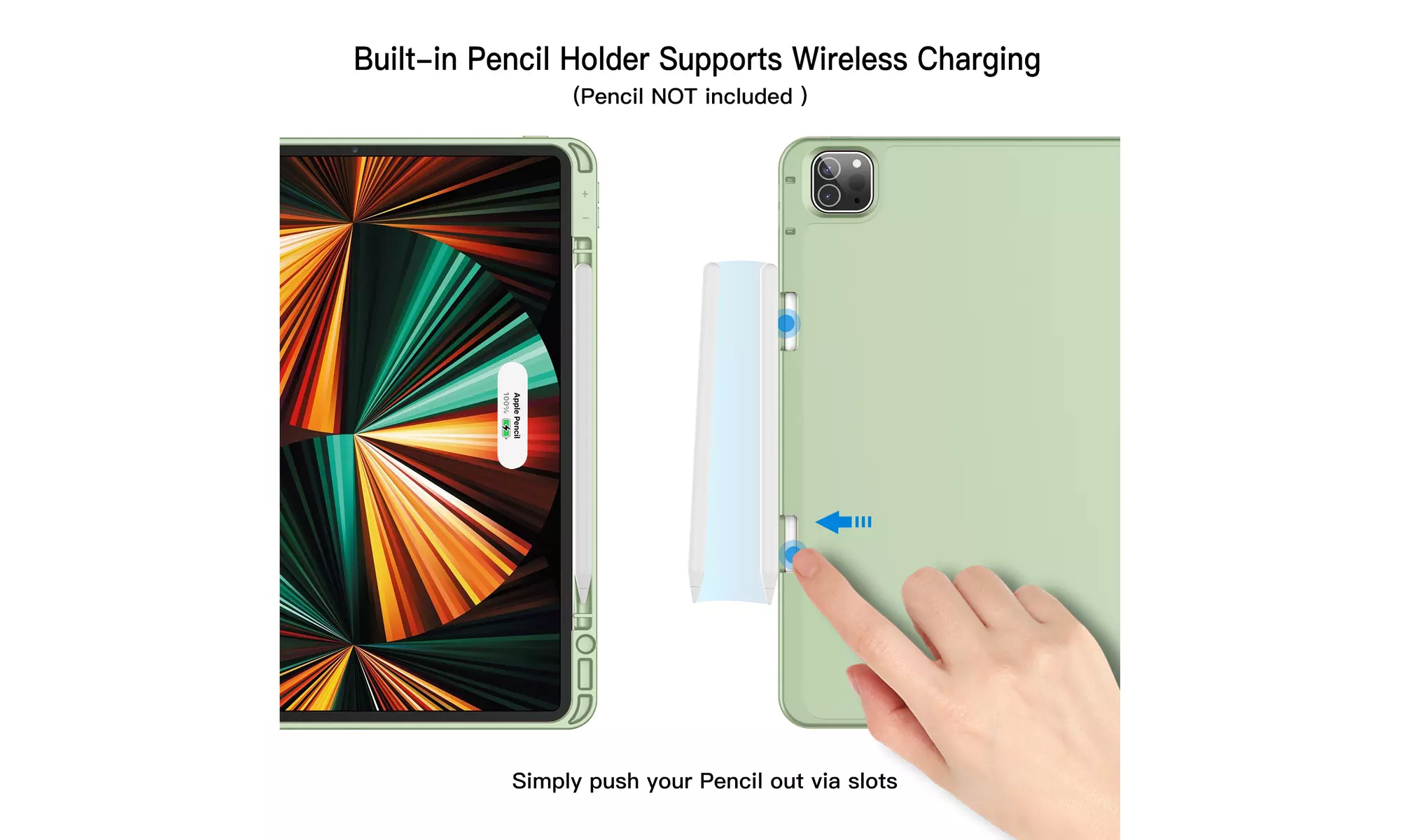 iPad Pro 12.9'' (2022/2021) Case with Pencil Holder, Support 2nd Pencil Charging