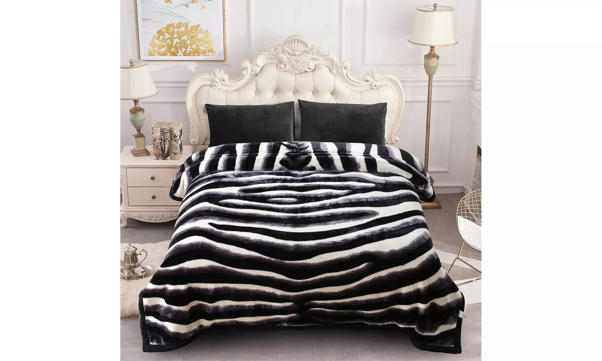 JML Heavy Fleece Blanket,2 Ply Printed Bed Blanket For King Size,85"x93",10Lb