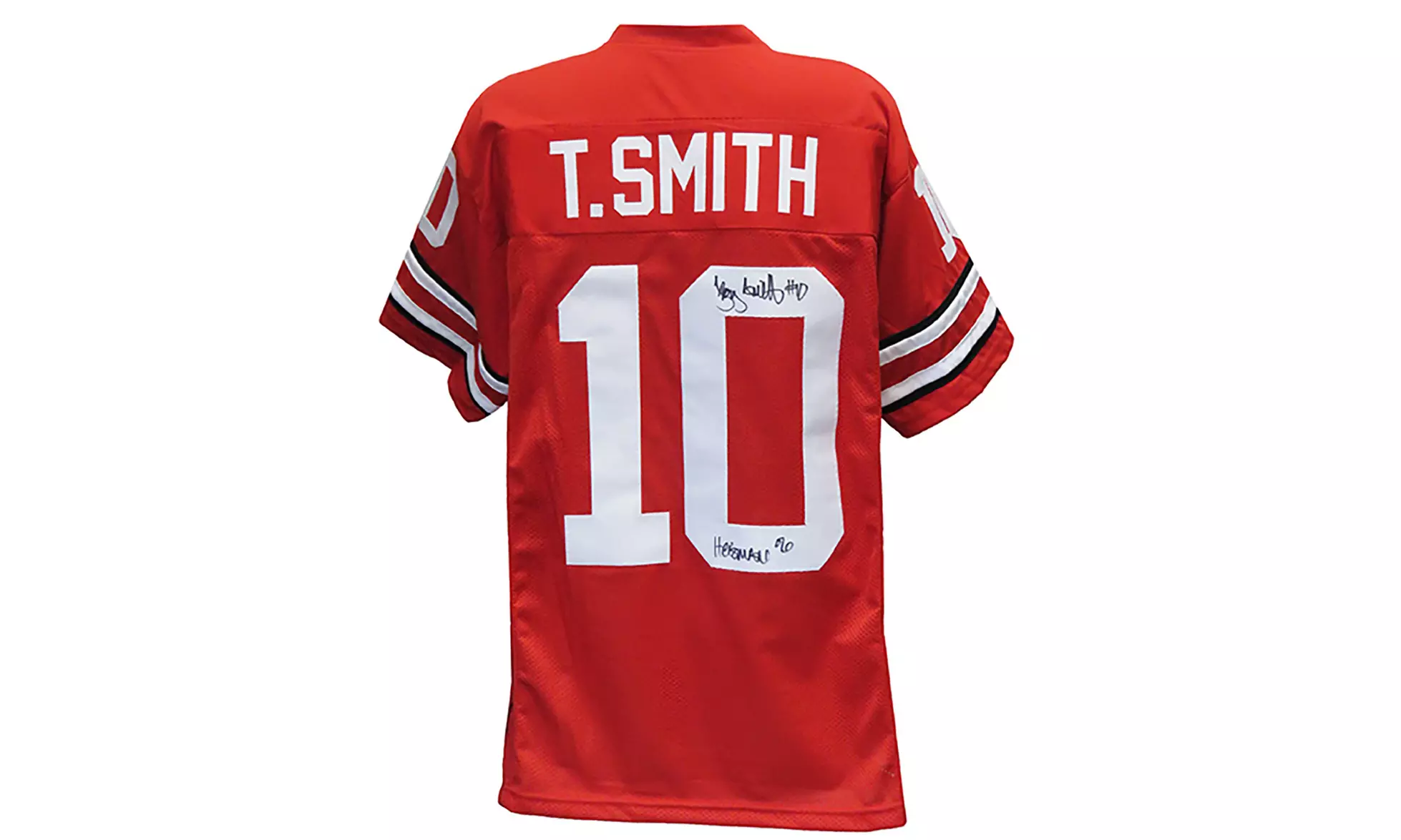 Troy Smith Signed Red Custom Football Jersey w/Heisman'06 - Primary Image