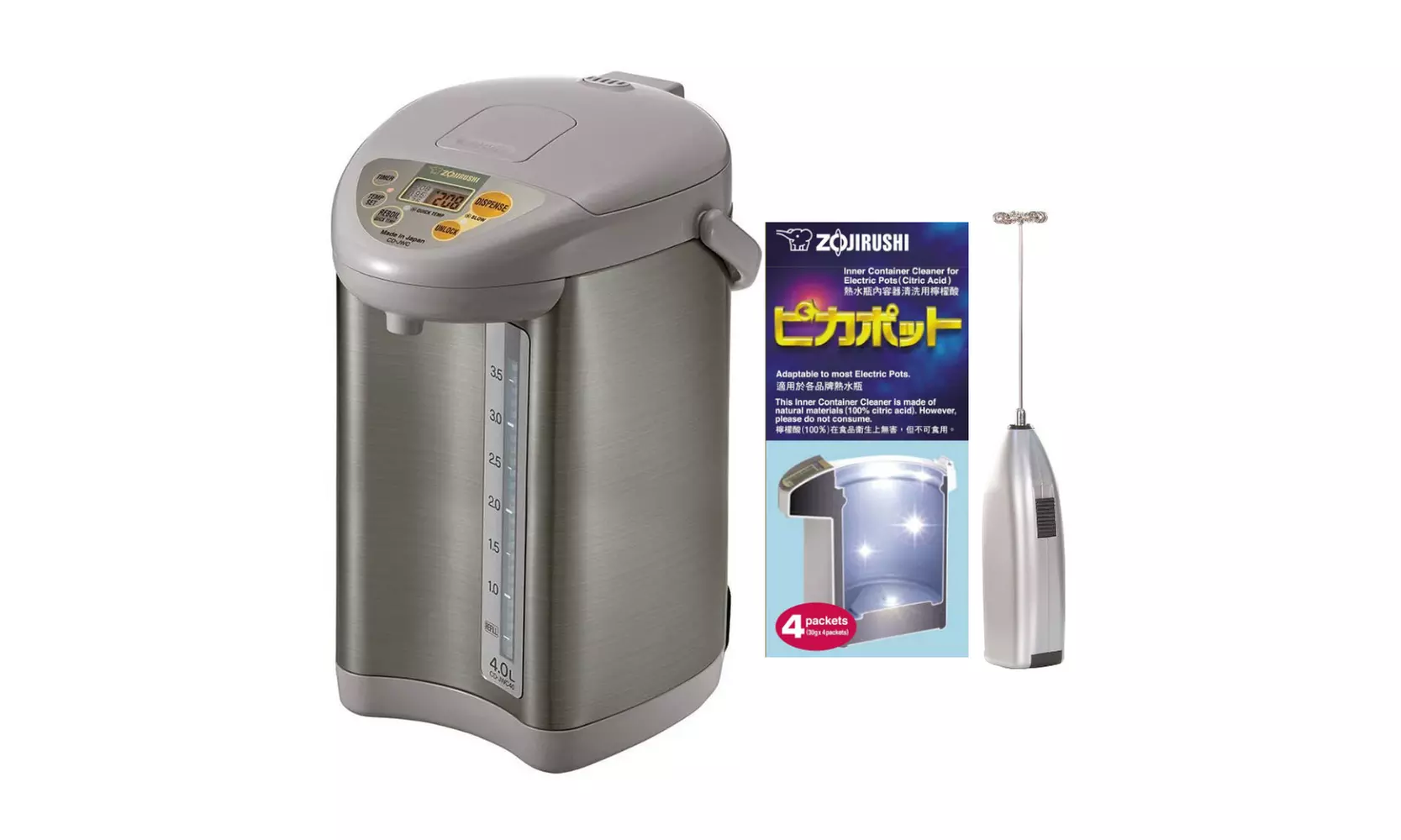 Zojirushi CD-JWC40HS Water Boiler and Warmer (4 Liters, Silver Gray) Bundle - Primary Image