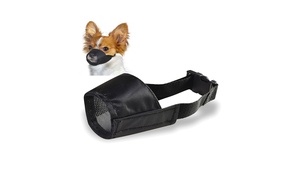 Insten Nylon Pet Dog Muzzle Mouth No Bark Bite Adjustable Black 4.7"