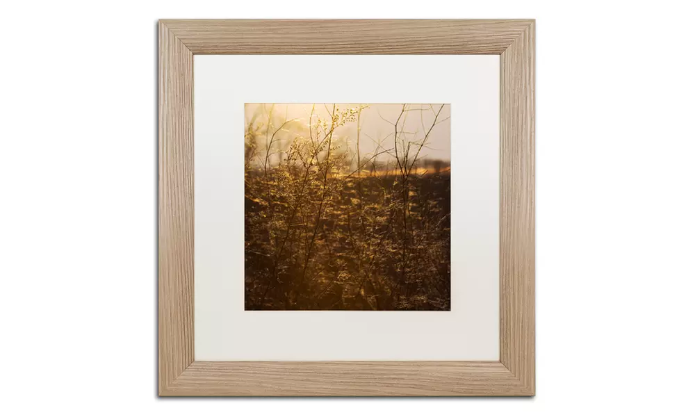 Kurt Shaffer 'Winters Golden Glow' Matted Birch Framed Art - Second Medium