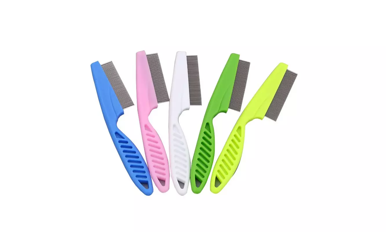 5 Pieces Pet Dog Hair Flea Stainless Pin Cat Grooming Comb - Second Medium