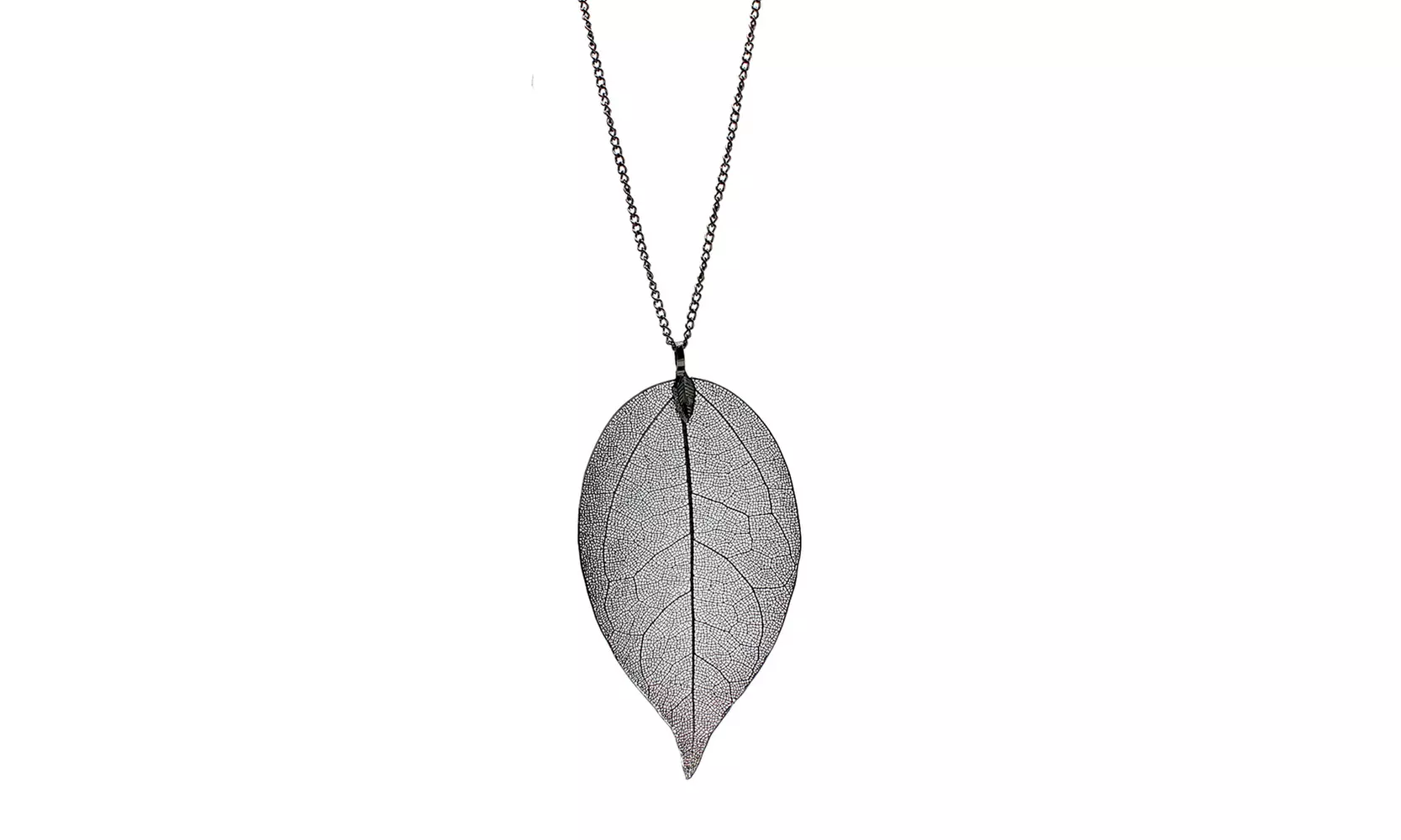 Handmade Natural leaf pendant necklace in 18K White Gold
