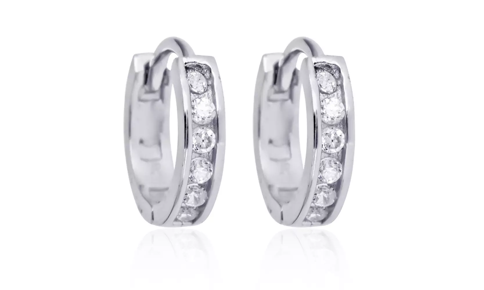 Sterling Silver Channel Set Huggies - Primary Image