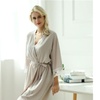 Image 16: Women Sexy Silk Sleepwear Cotton Lace Trim Nightwear Short Kimono Robe