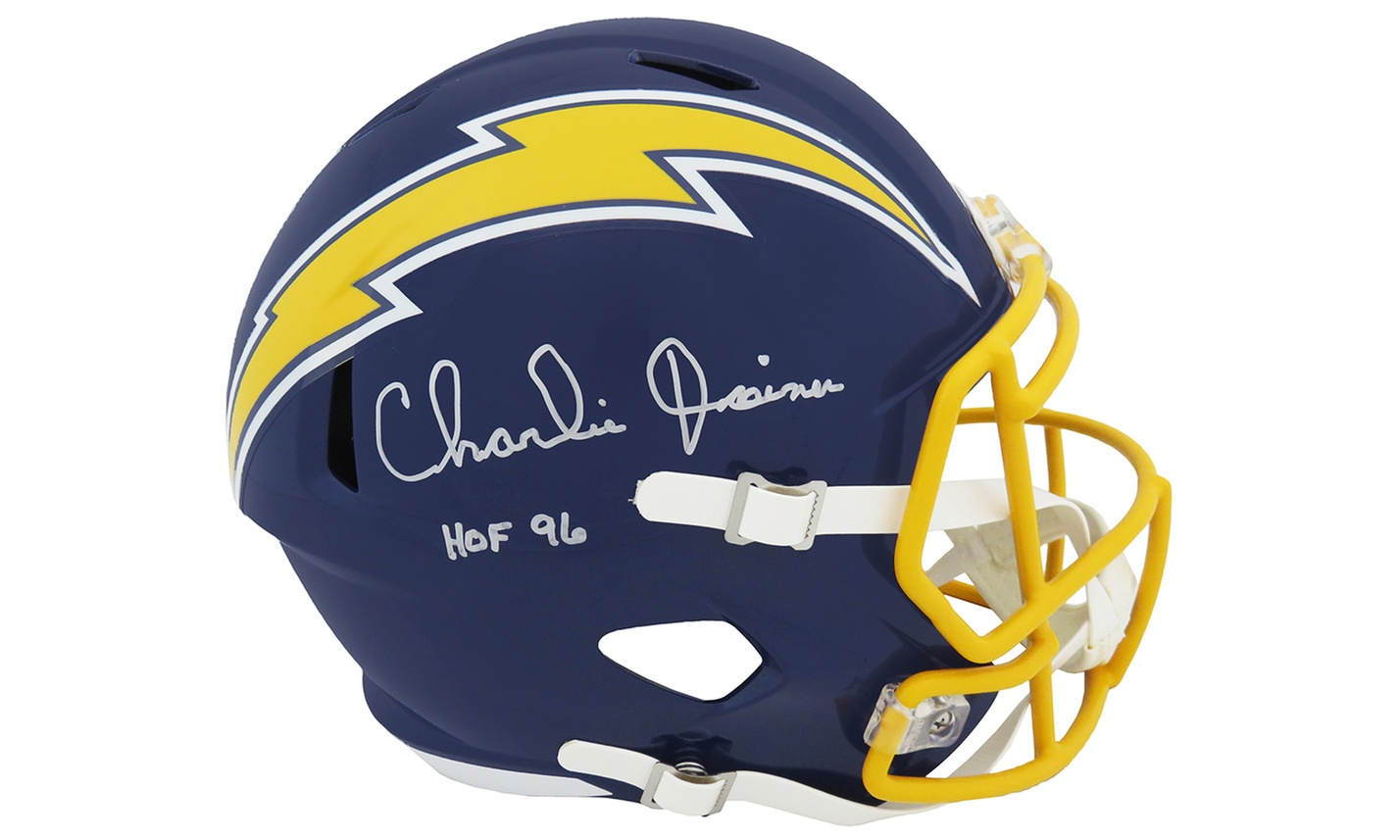 Charlie Joiner Signed Chargers T/B Riddell Full Size Replica Helmet w/HOF'96