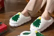 Cozy Christmas Tree Slippers Festive Plush House Shoes with Non-Slip Sole - Second Medium