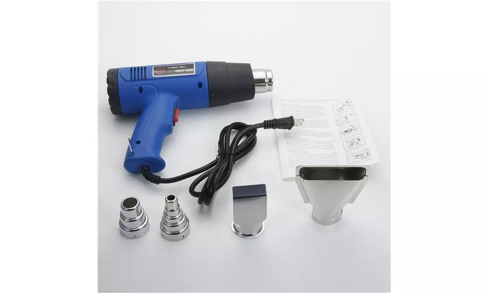 1500W 110V Dual-Temperature Heat Gun with 4pcs Concentrator Tips Blue