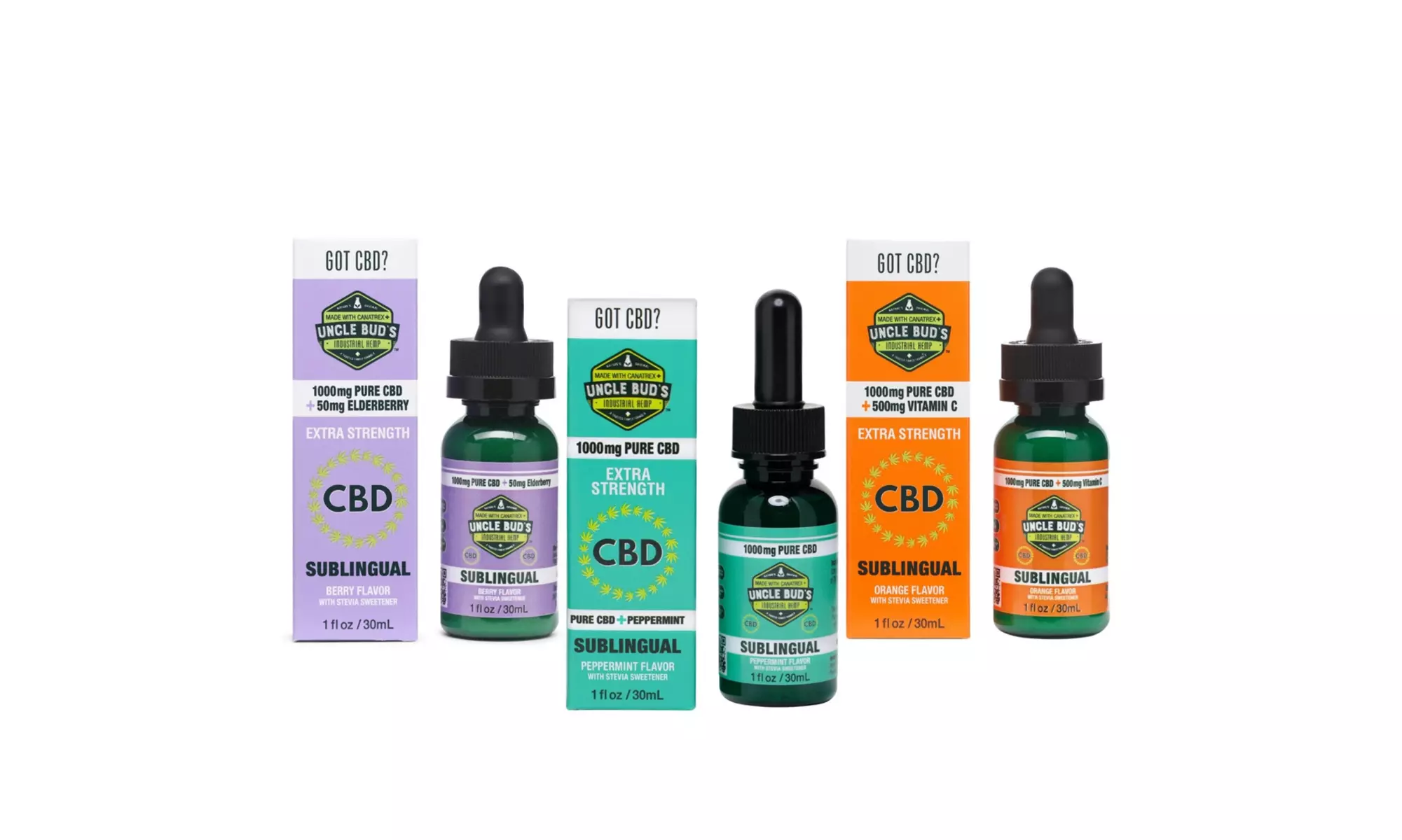 Uncle Bud's CBD Oil Variety 3-Pack (1000mg CBD each) - Second Medium