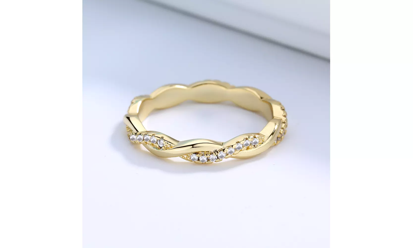 18K Gold Plated Crossover Ring with crystals from Swarovski