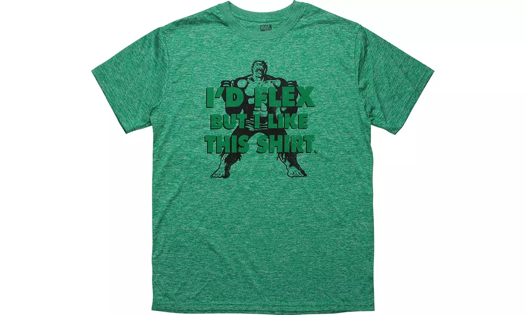 Incredible Hulk I'd Flex But I Like This Shirt Mens Heathered Green T-Shirt - Primary Image
