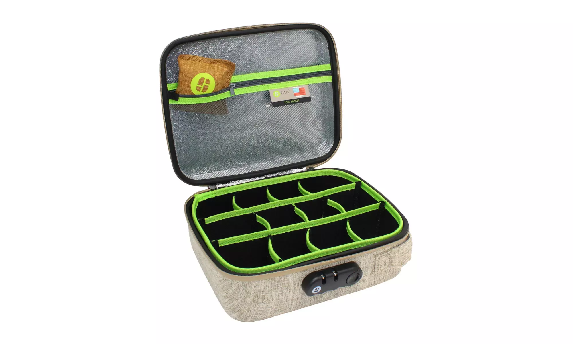 StashLogix Silverton Odorproof Locking Stash Bag (Large, Tan) - Second Medium