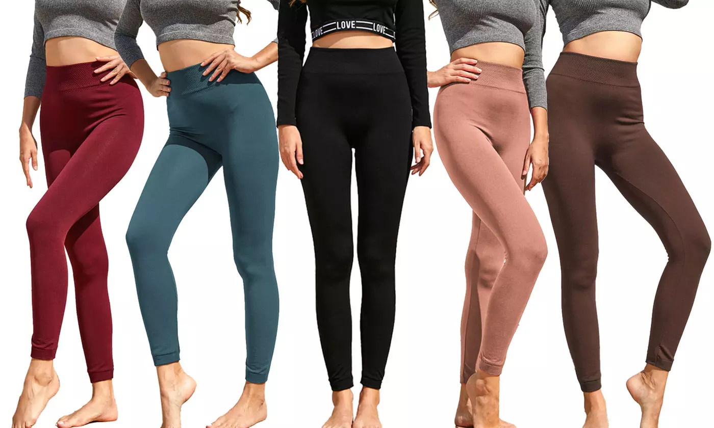 Doublju Women's Elastic High Waist Fleece Lined Leggings - Primary Image